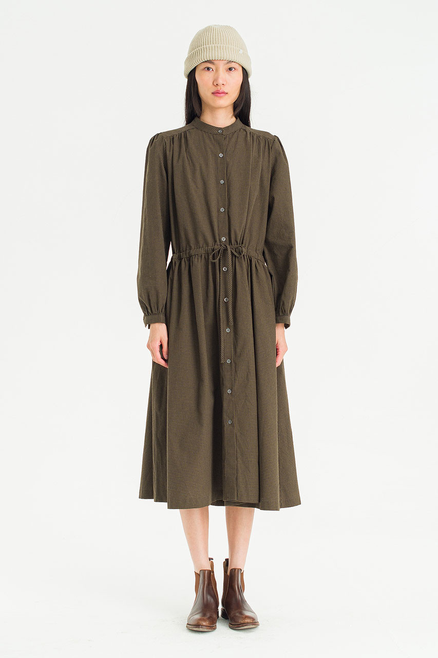 Mere Check Long Dress, Khaki