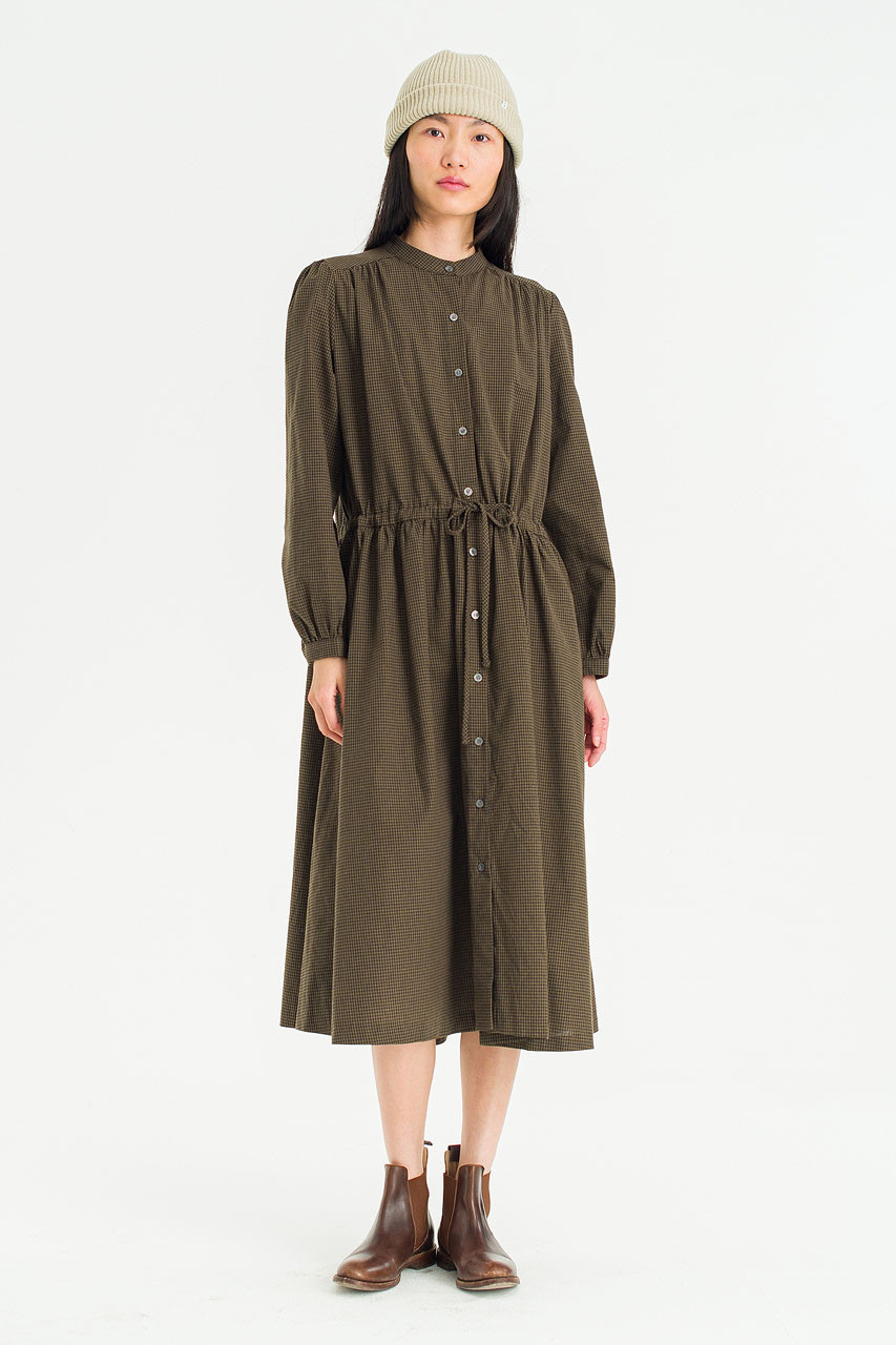 Mere Check Long Dress, Khaki