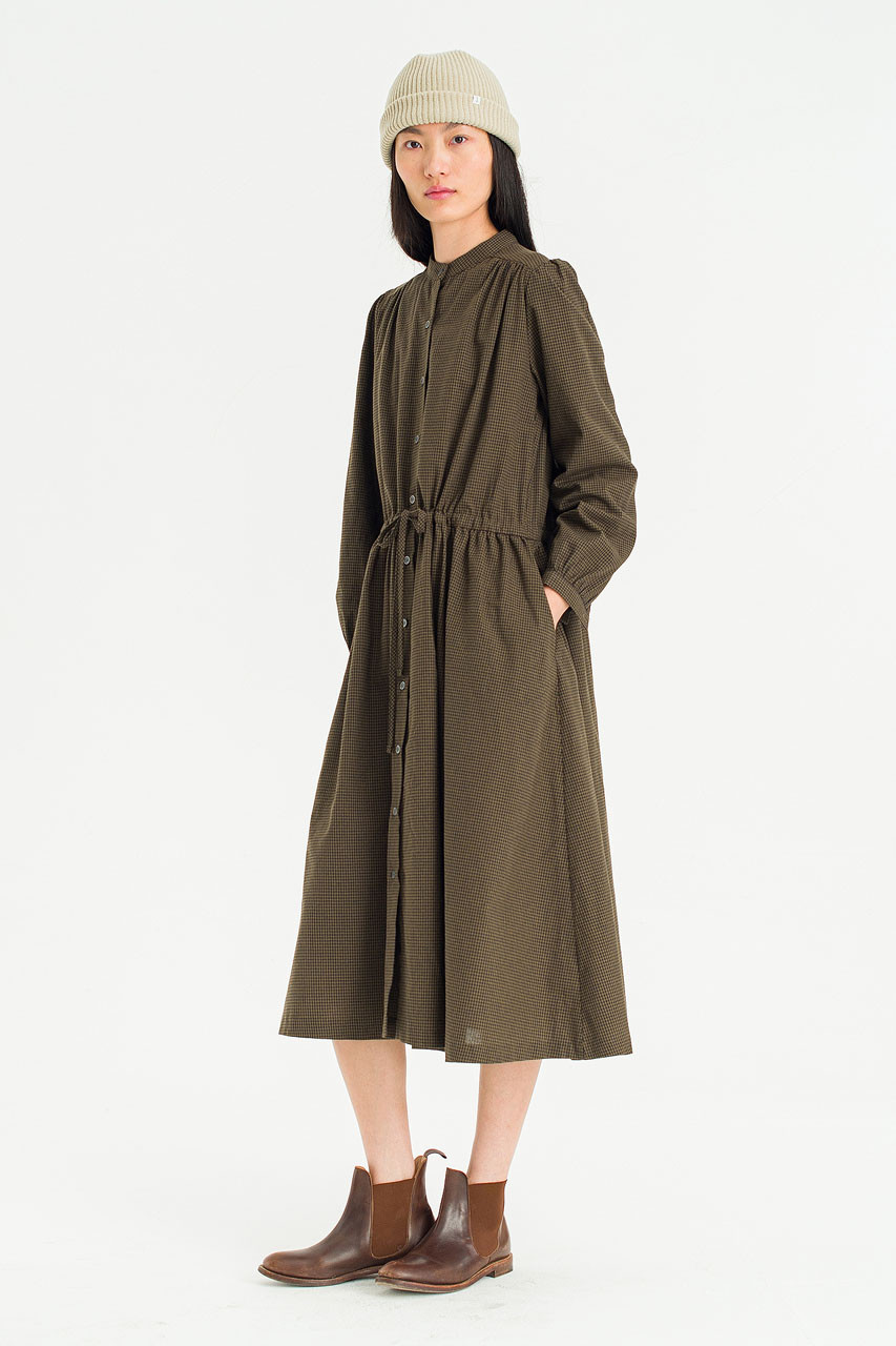 Mere Check Long Dress, Khaki