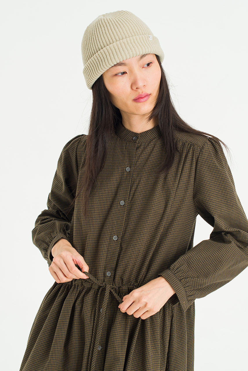 Mere Check Long Dress, Khaki