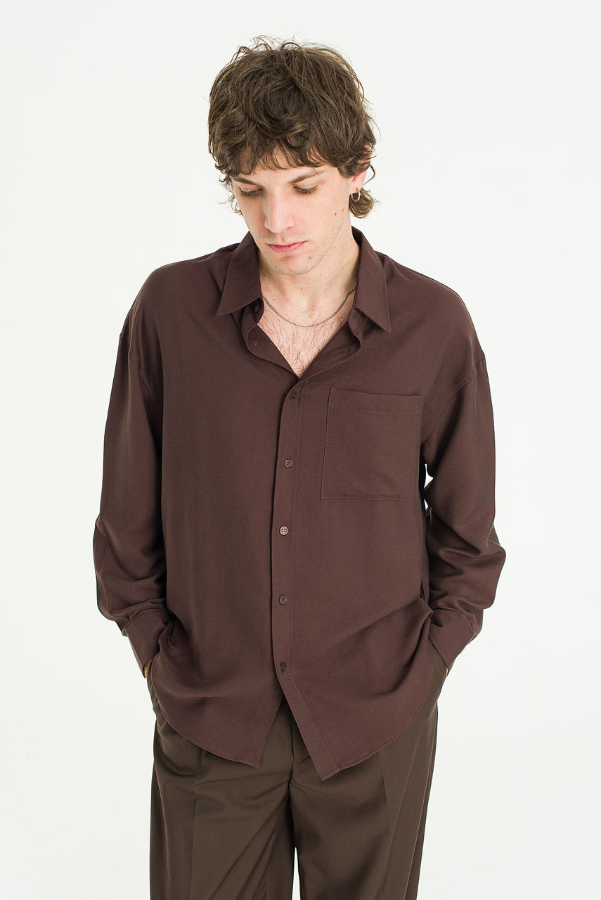 Menswear | Silky Shirt, Brown