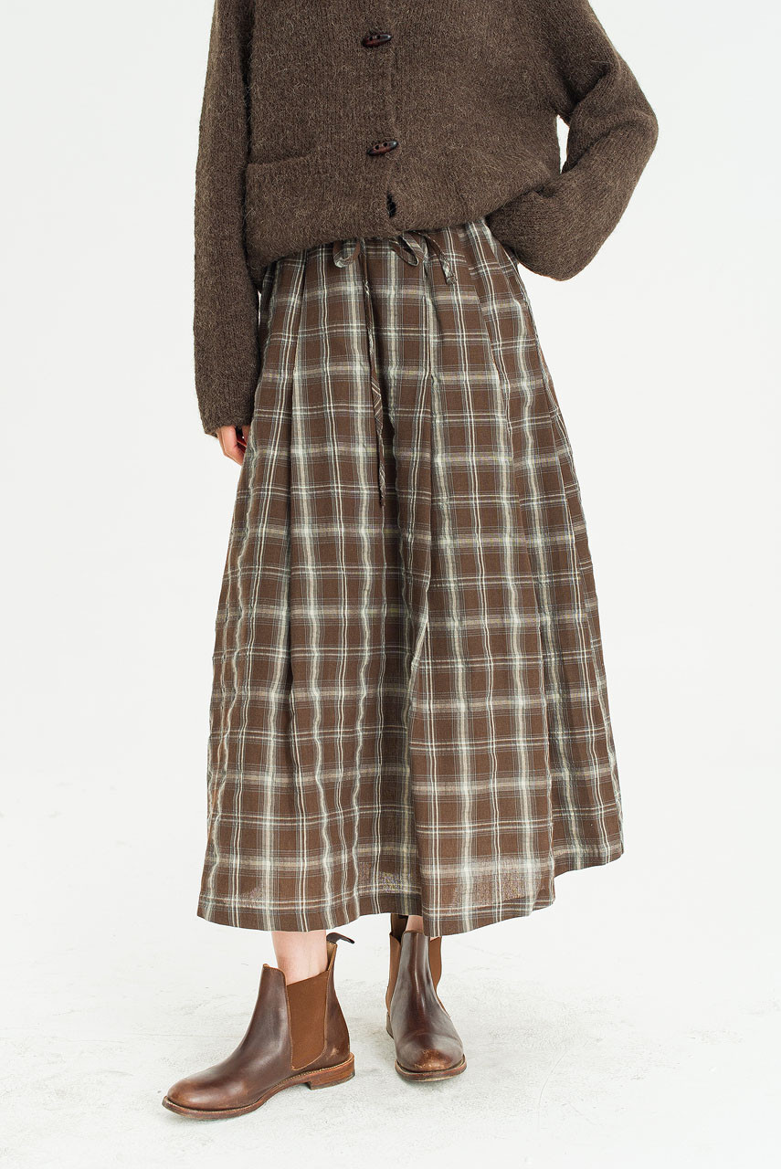Tovia Check Skirt, Brown