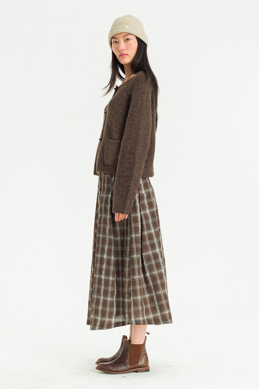 Tovia Check Skirt, Brown