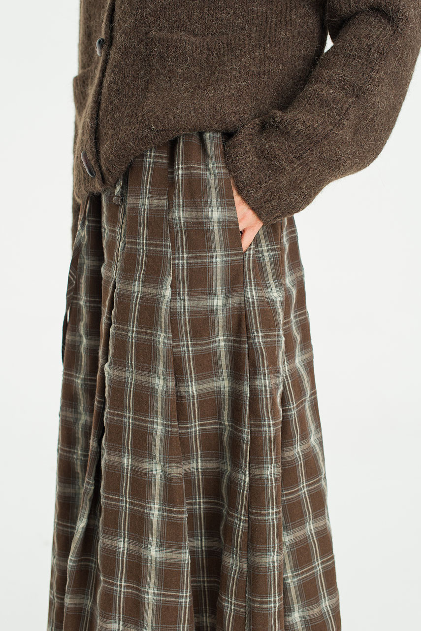 Tovia Check Skirt, Brown