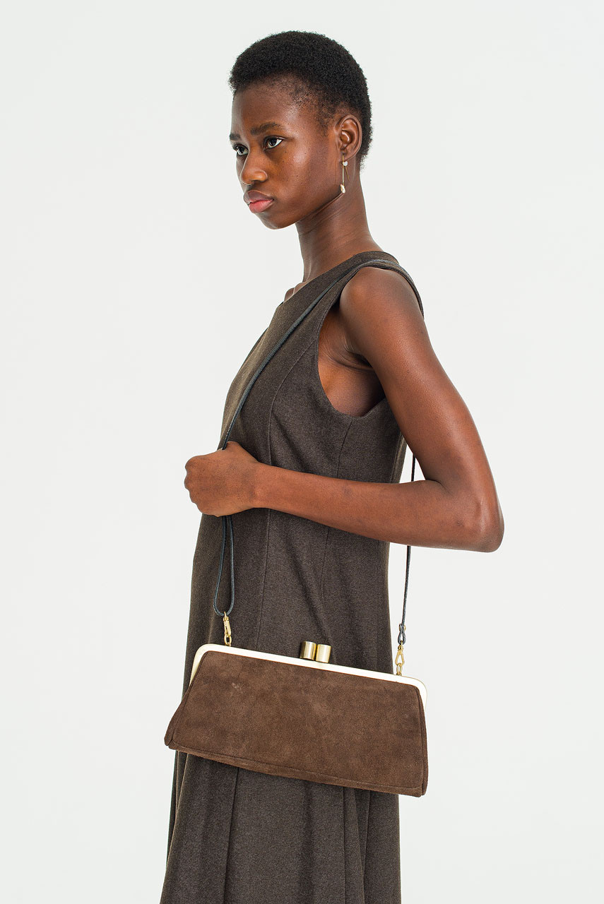 Alder Frame Medium Clutch, Brown