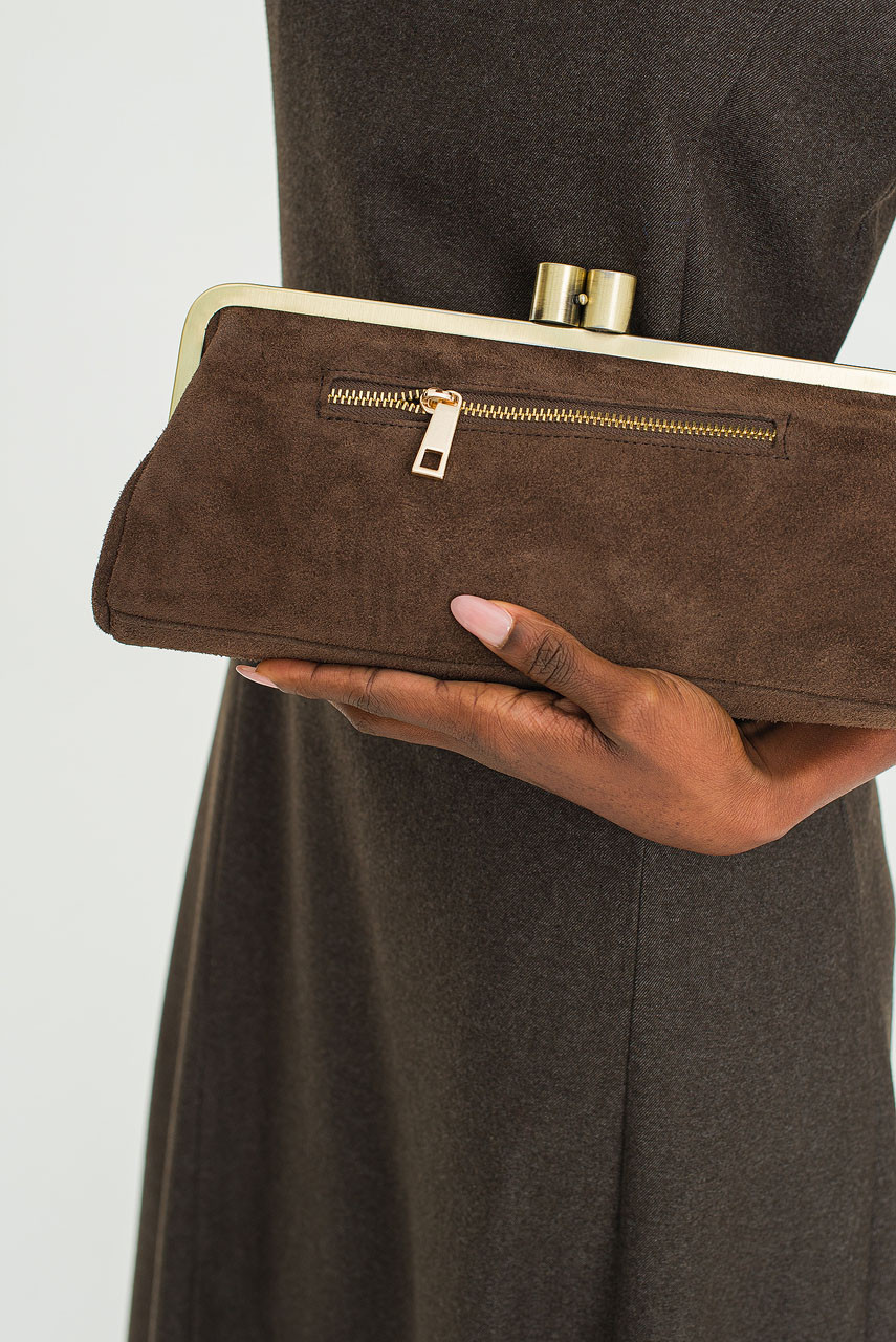 Alder Frame Medium Clutch, Brown