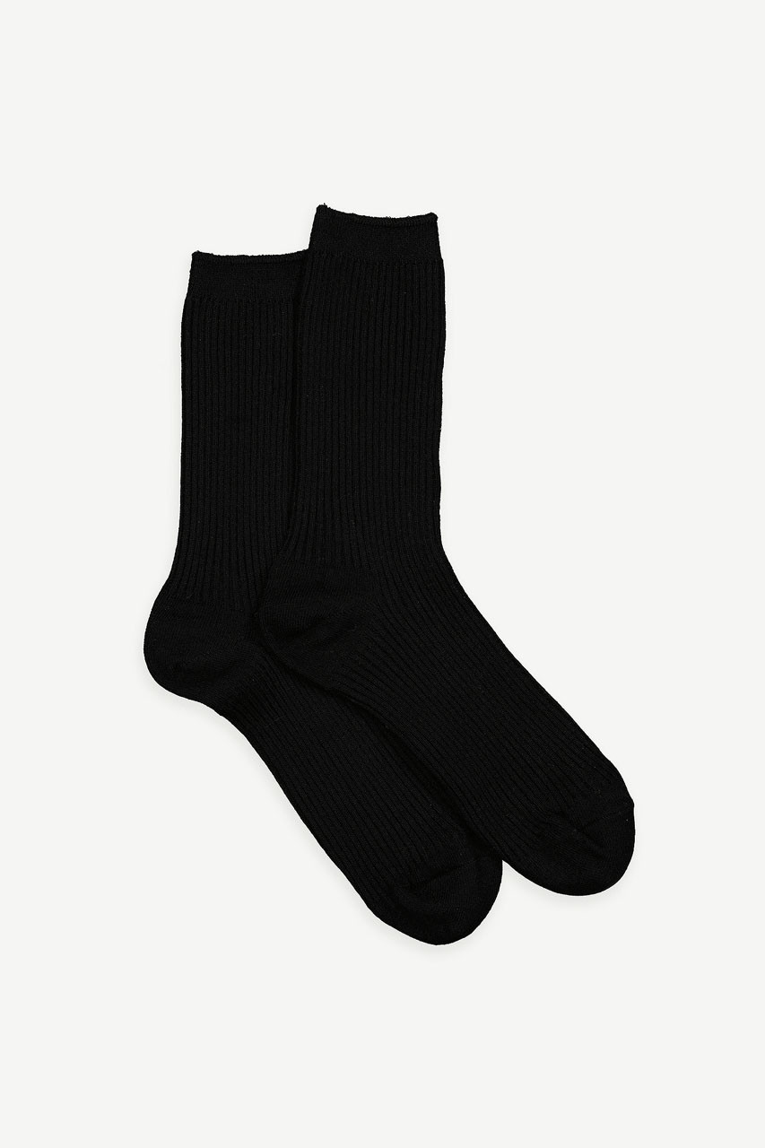 Cotton Mix Ribbed Sock, Black