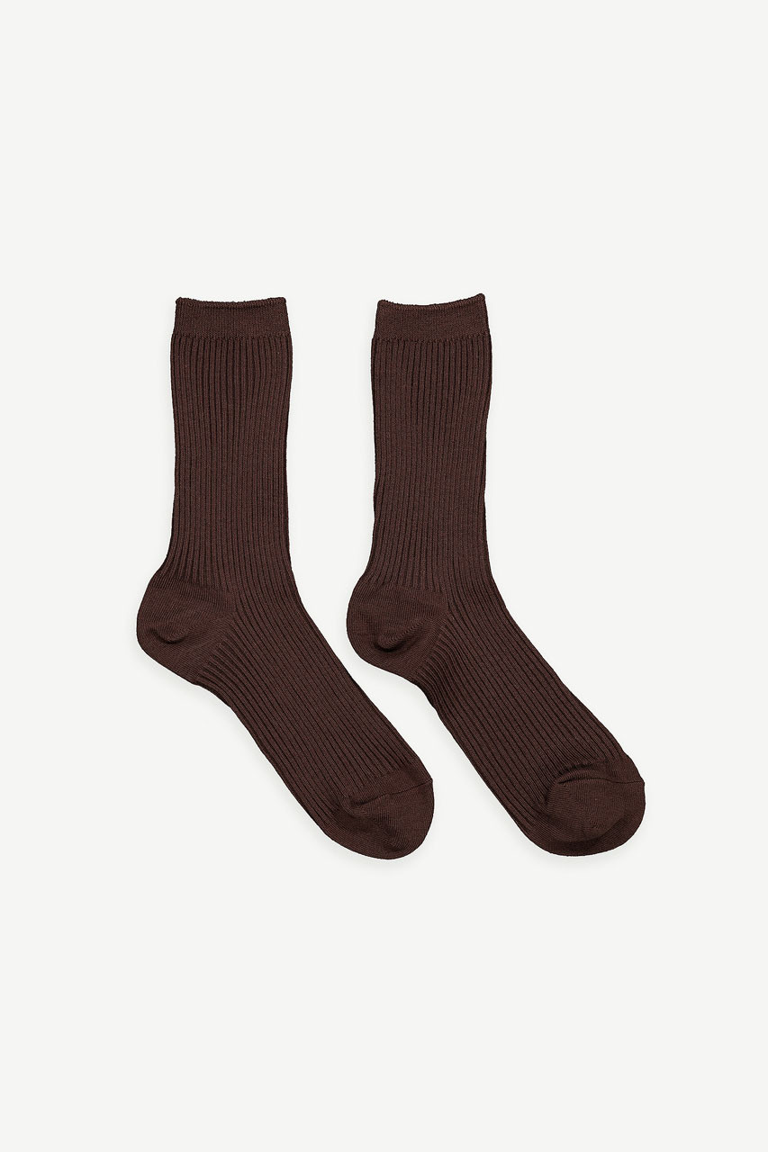 Cotton Mix Ribbed Sock, Brown