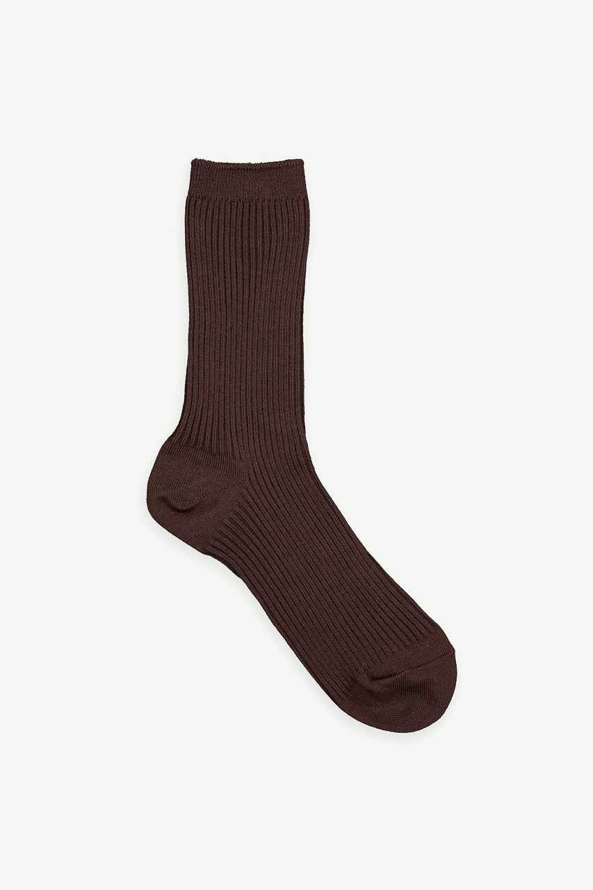 Cotton Mix Ribbed Sock, Brown