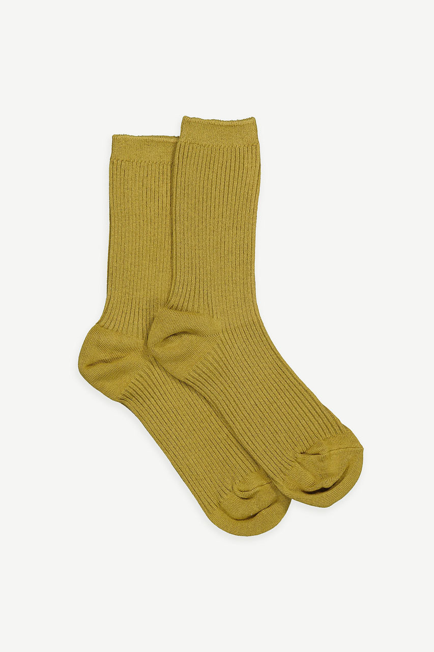 Cotton Mix Ribbed Sock, Olive