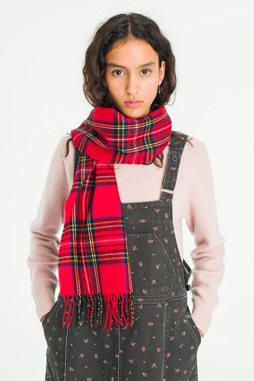 Bran Check Scarf Small, Red