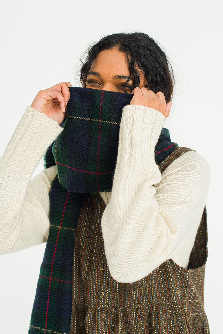 Bran Check Scarf Small, Green