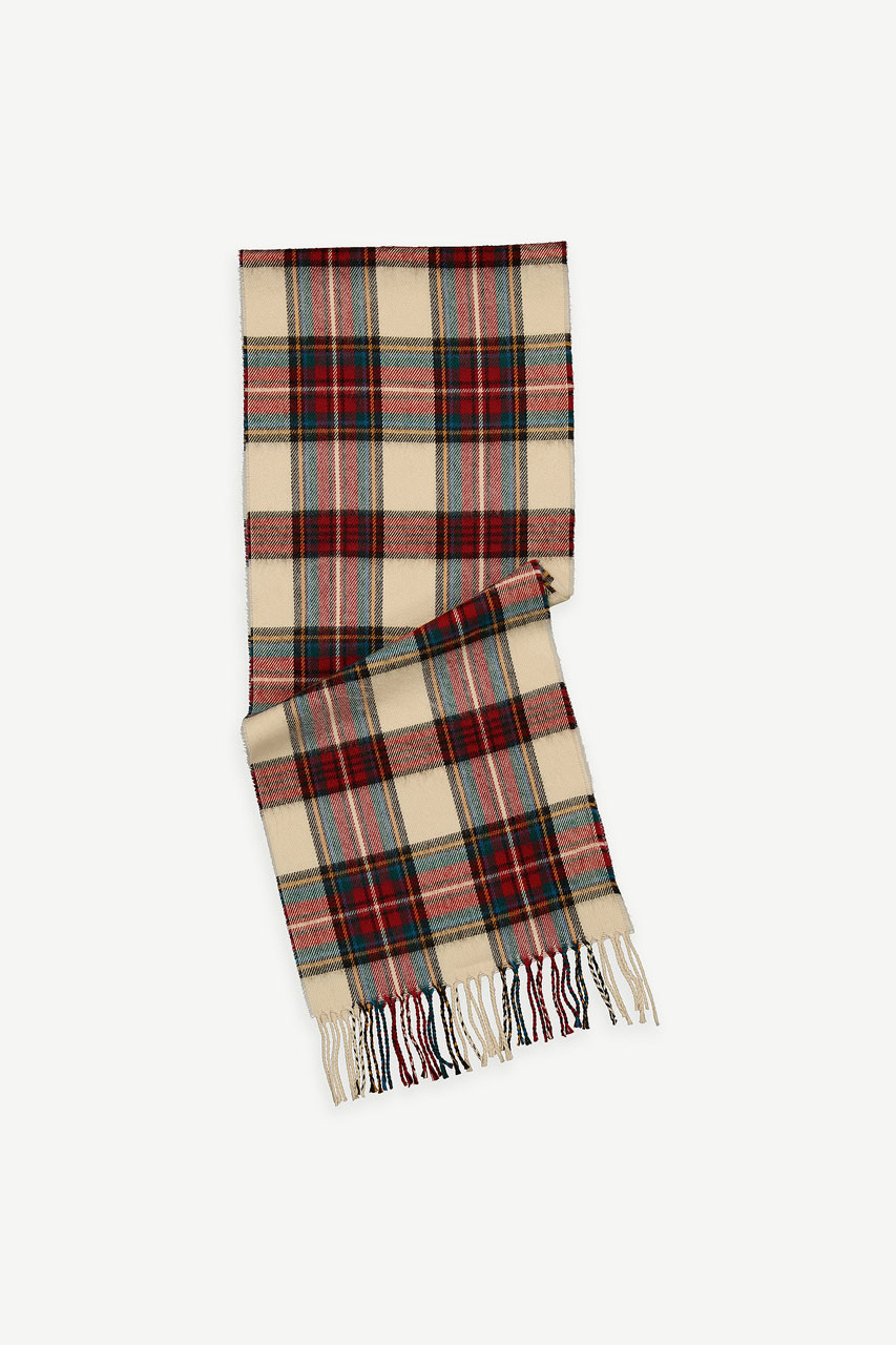 Bran Check Scarf Small, Ivory