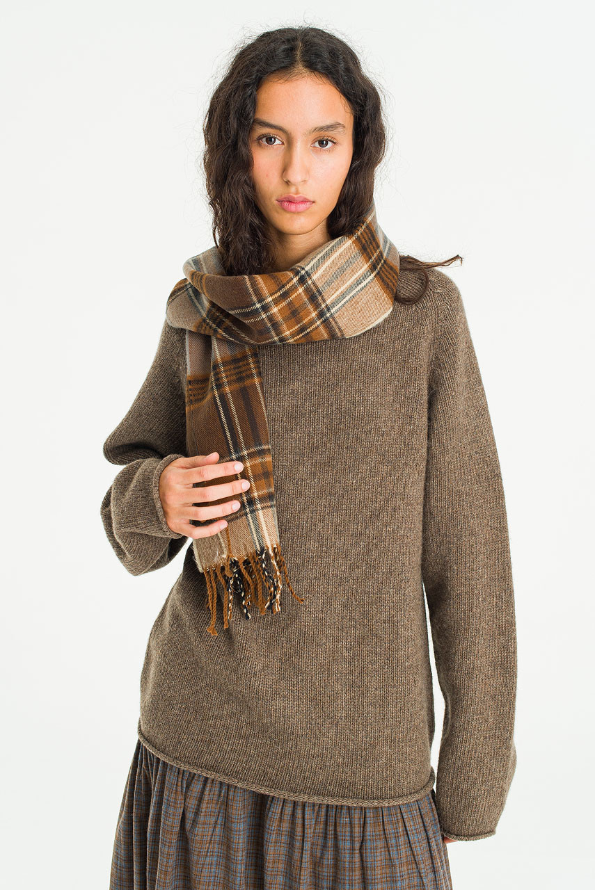 Bran Check Scarf Small, Brown
