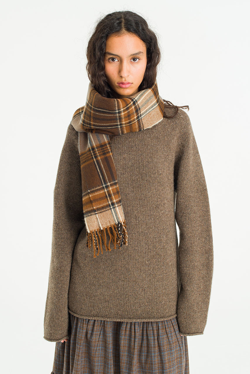 Bran Check Scarf Small, Brown