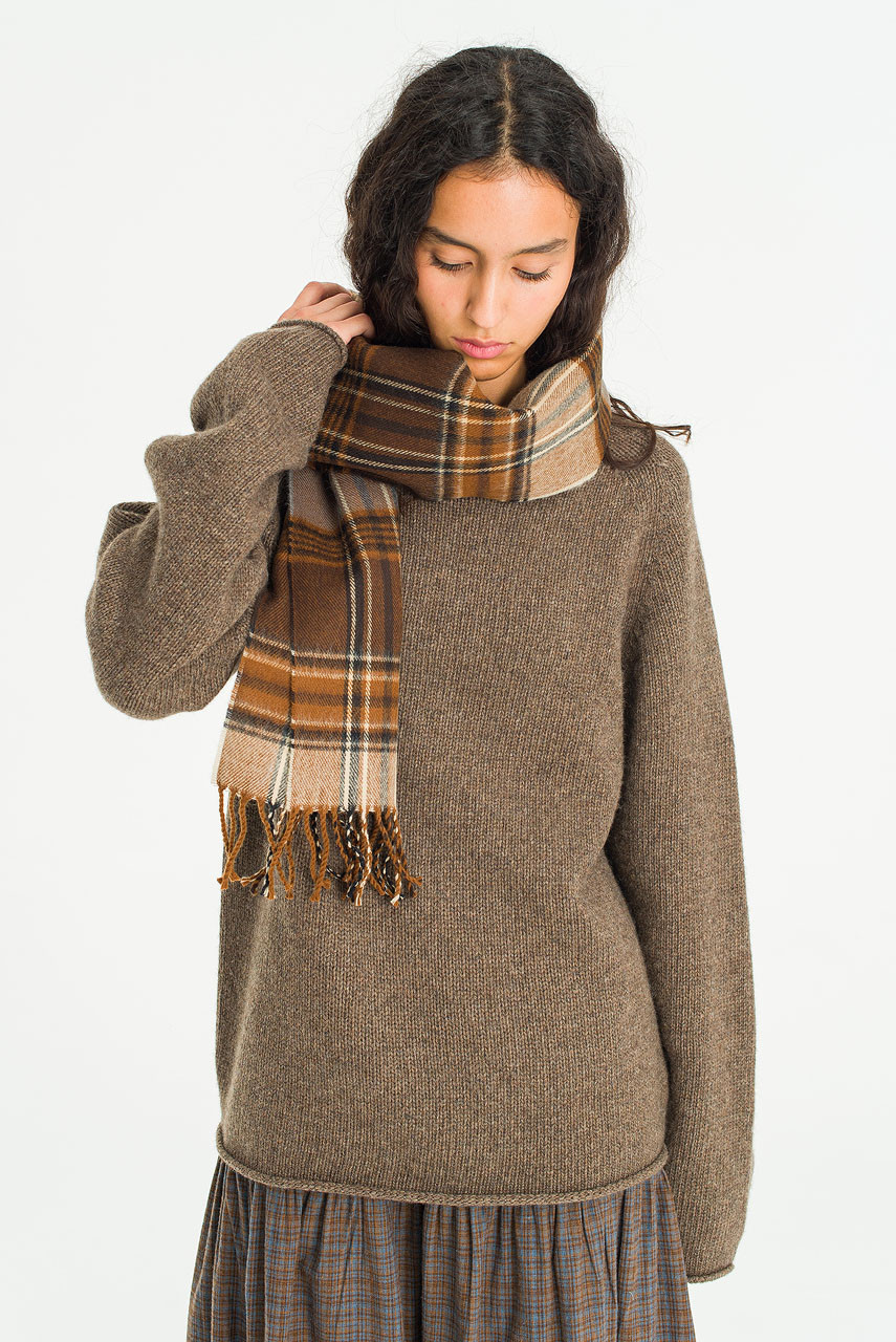 Bran Check Scarf Small, Brown