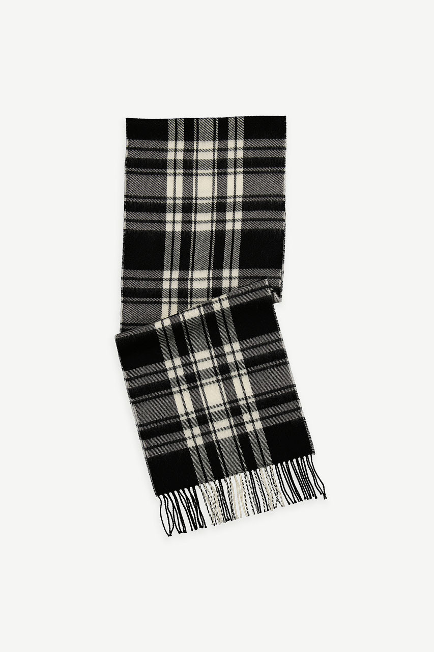 Bran Check Scarf Small, Black