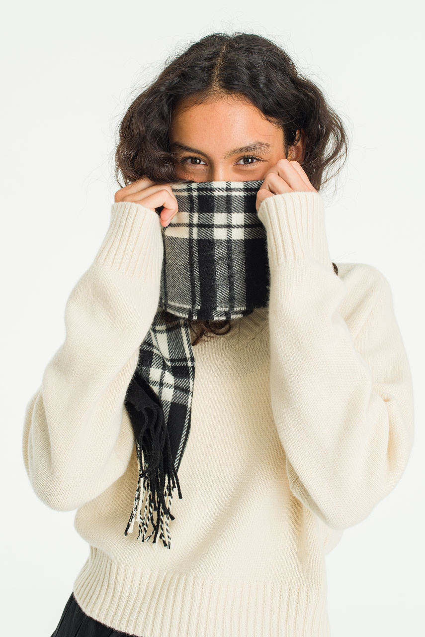 Bran Check Scarf Small, Black