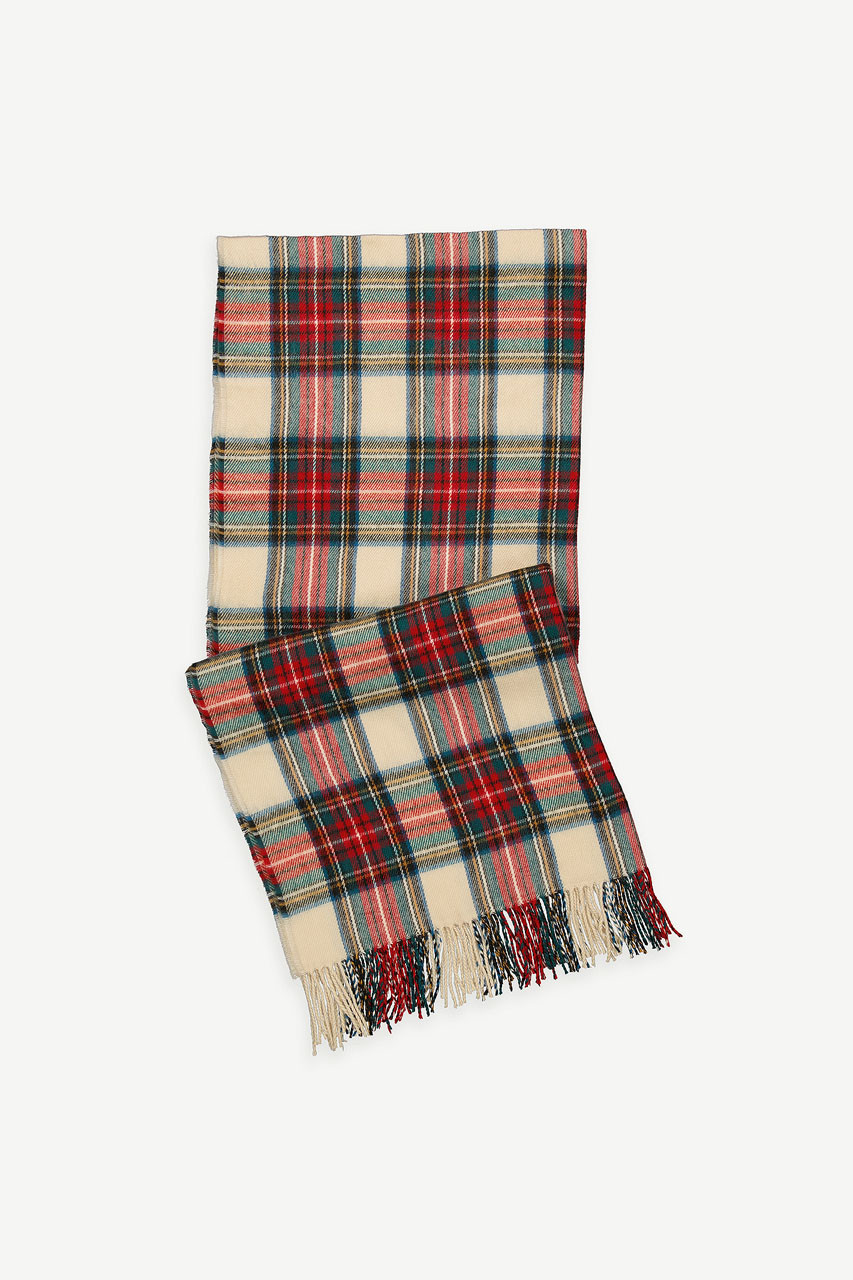 Bran Check Scarf Large, Ivory