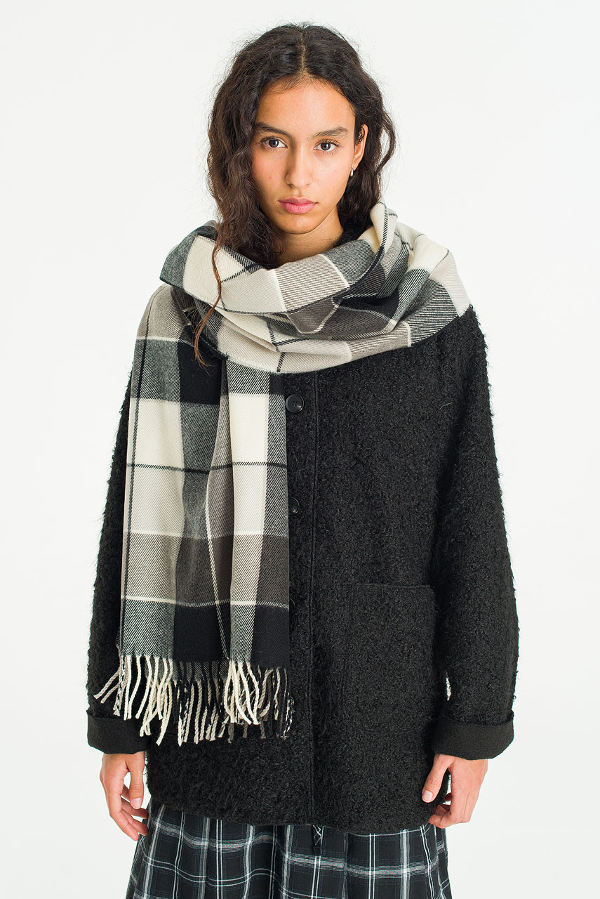 Bran Check Scarf Large, Black