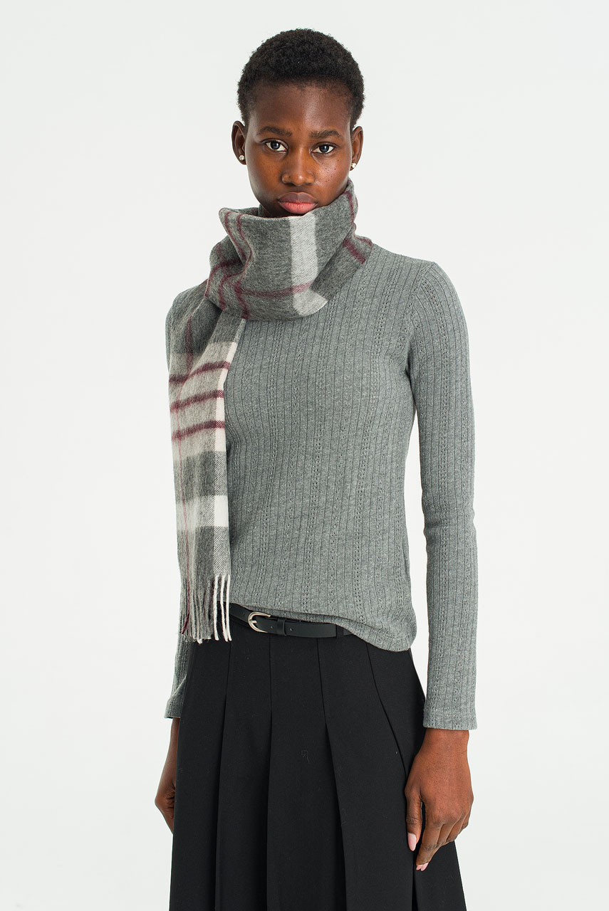 Menswear | Tartan-Style Scarf, Dark Grey