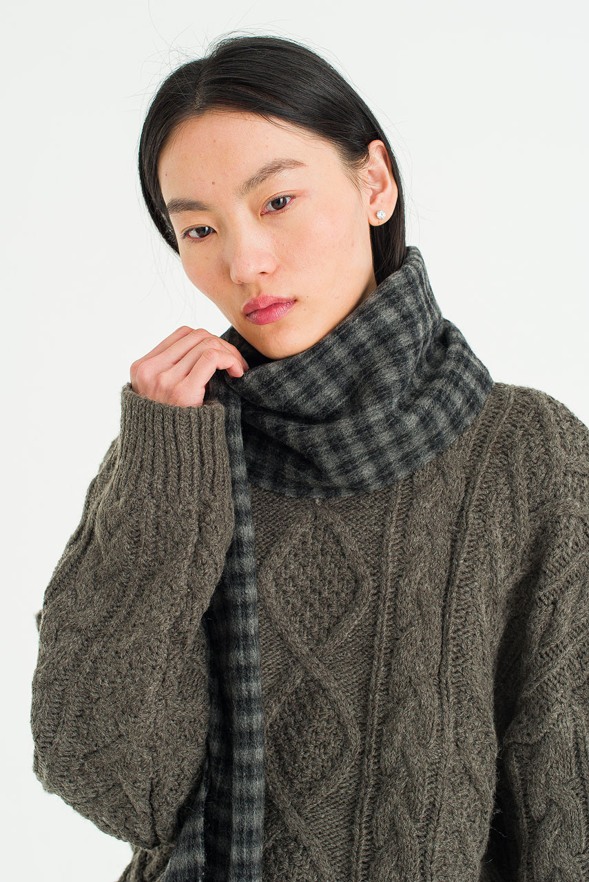 Menswear | Gingham Scarf, Black