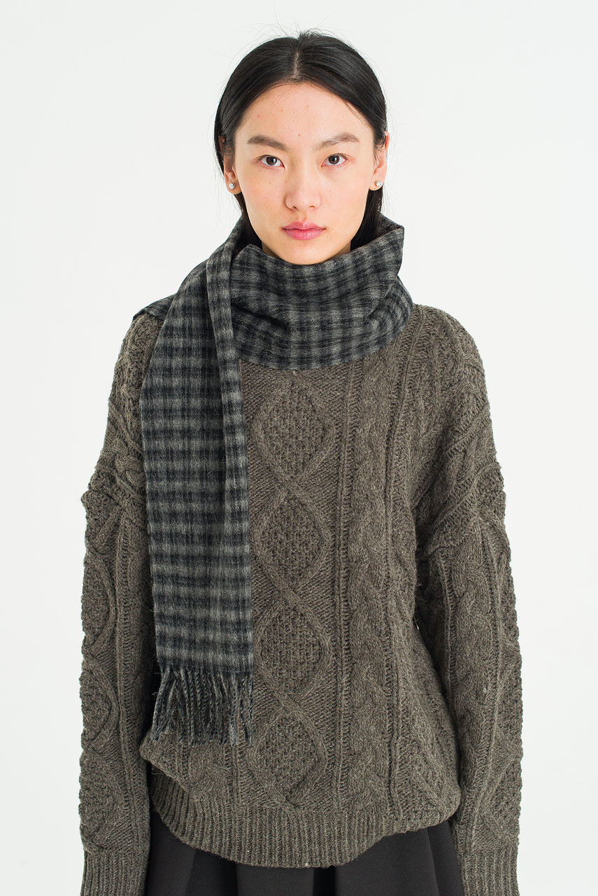 Menswear | Gingham Scarf, Black