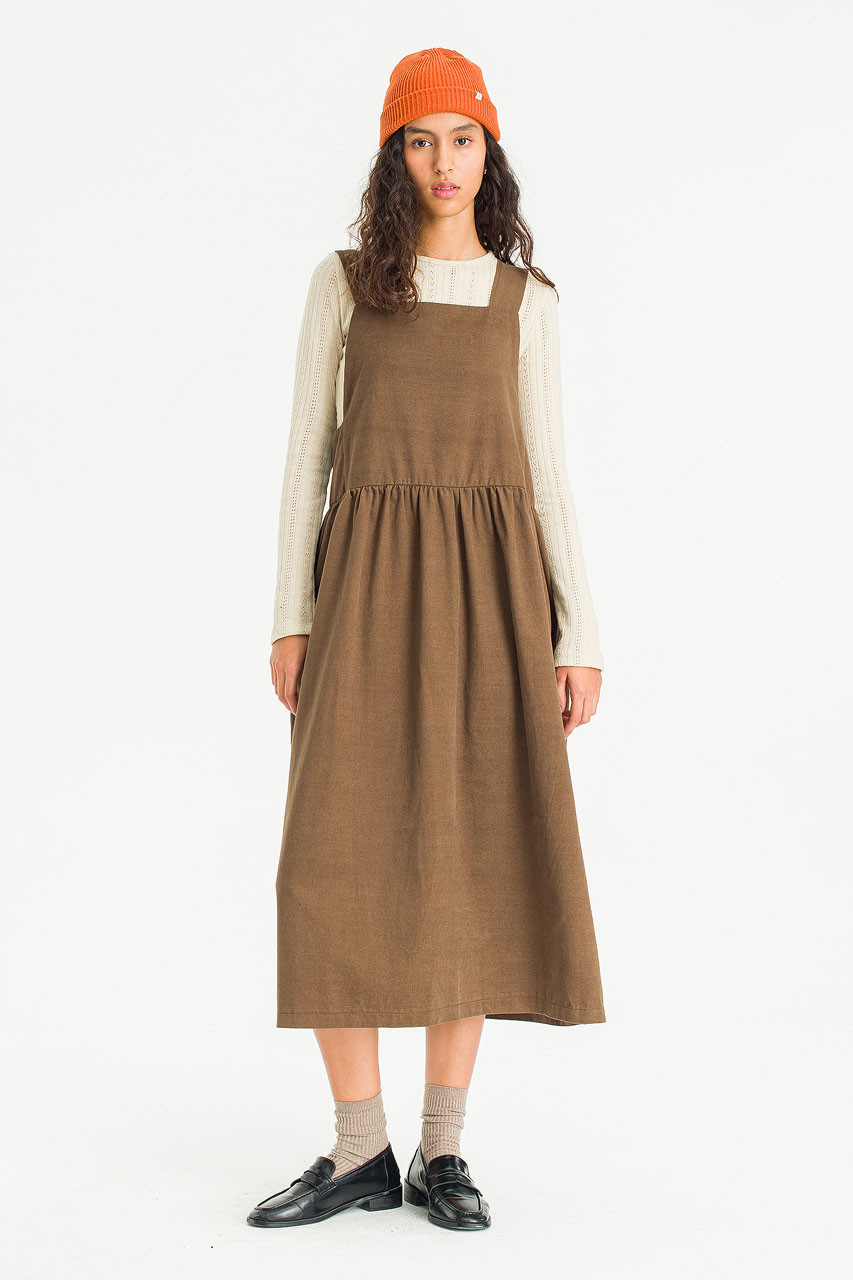 Miel Pinafore Dress, Brown
