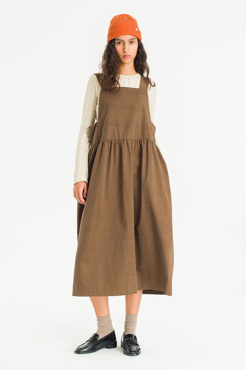 Miel Pinafore Dress, Brown