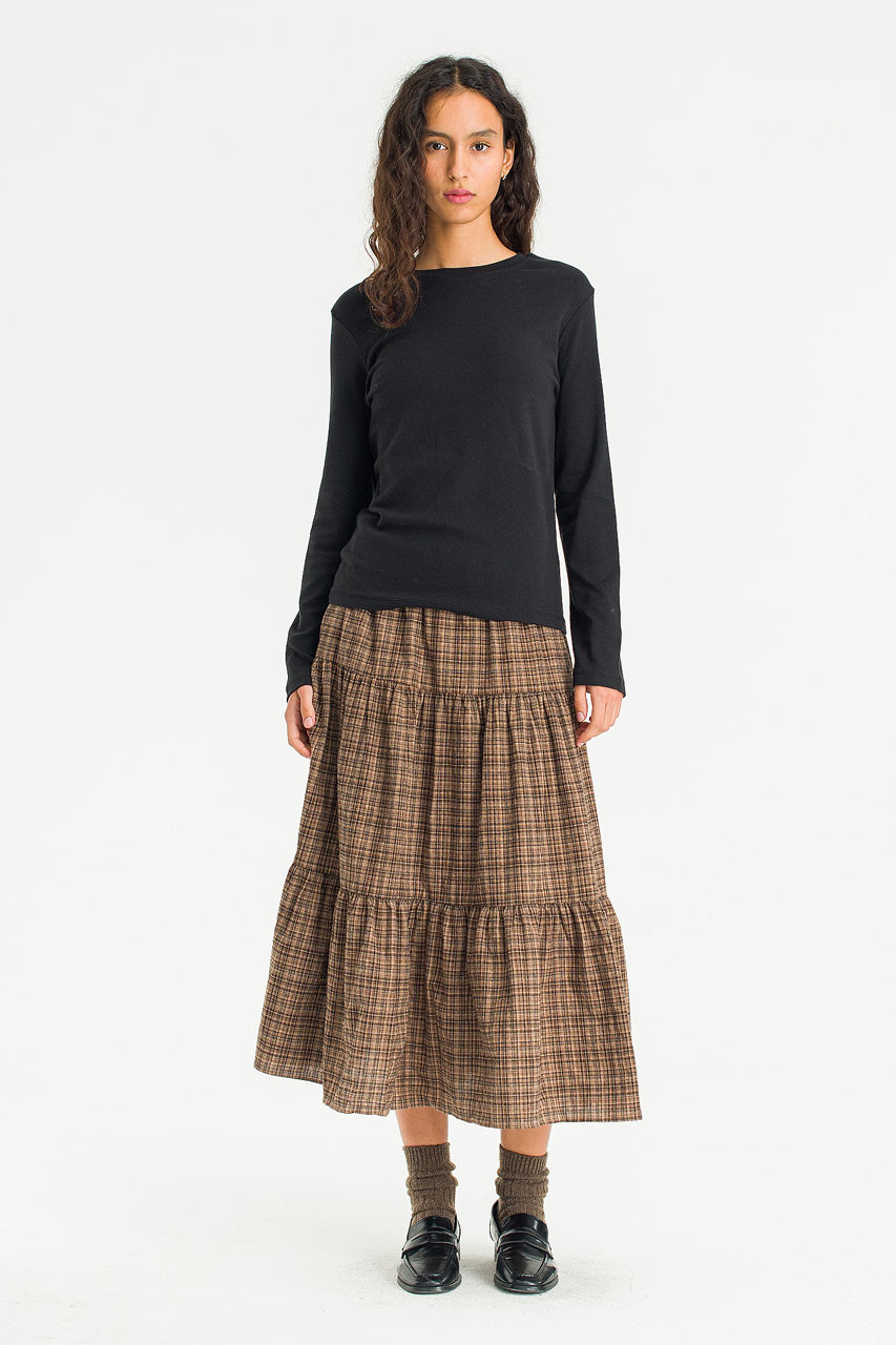 Keil Check Tired Skirt, Beige