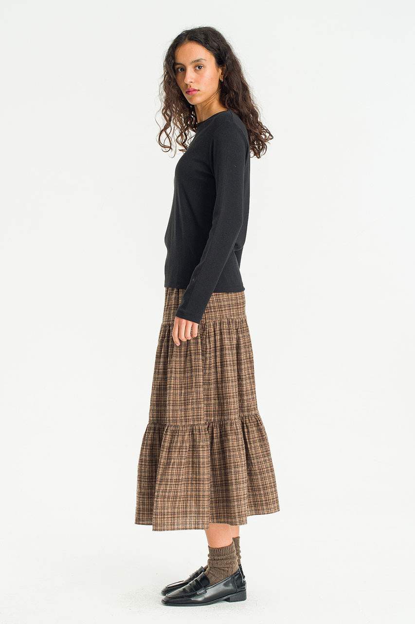 Keil Check Tired Skirt, Beige