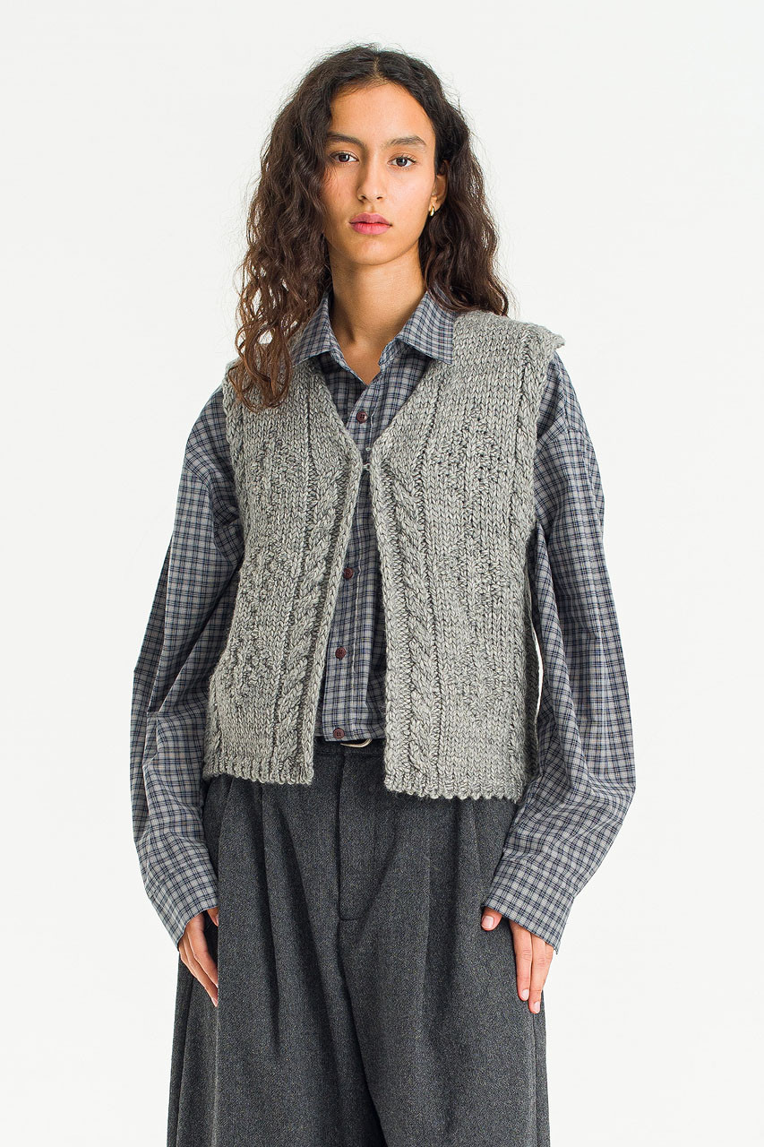 Alder Knit Vest, Grey