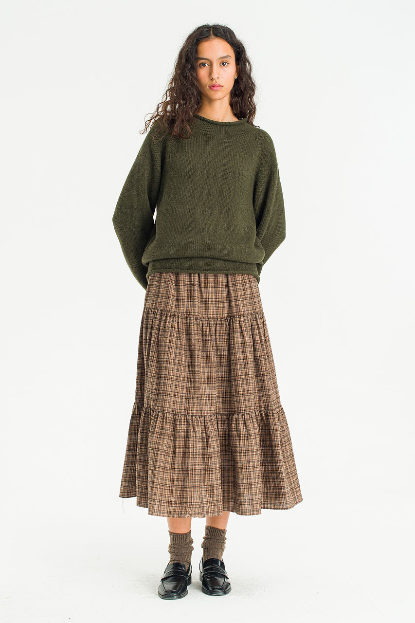 Boat Neck Wool Boxy Jumper, Khaki