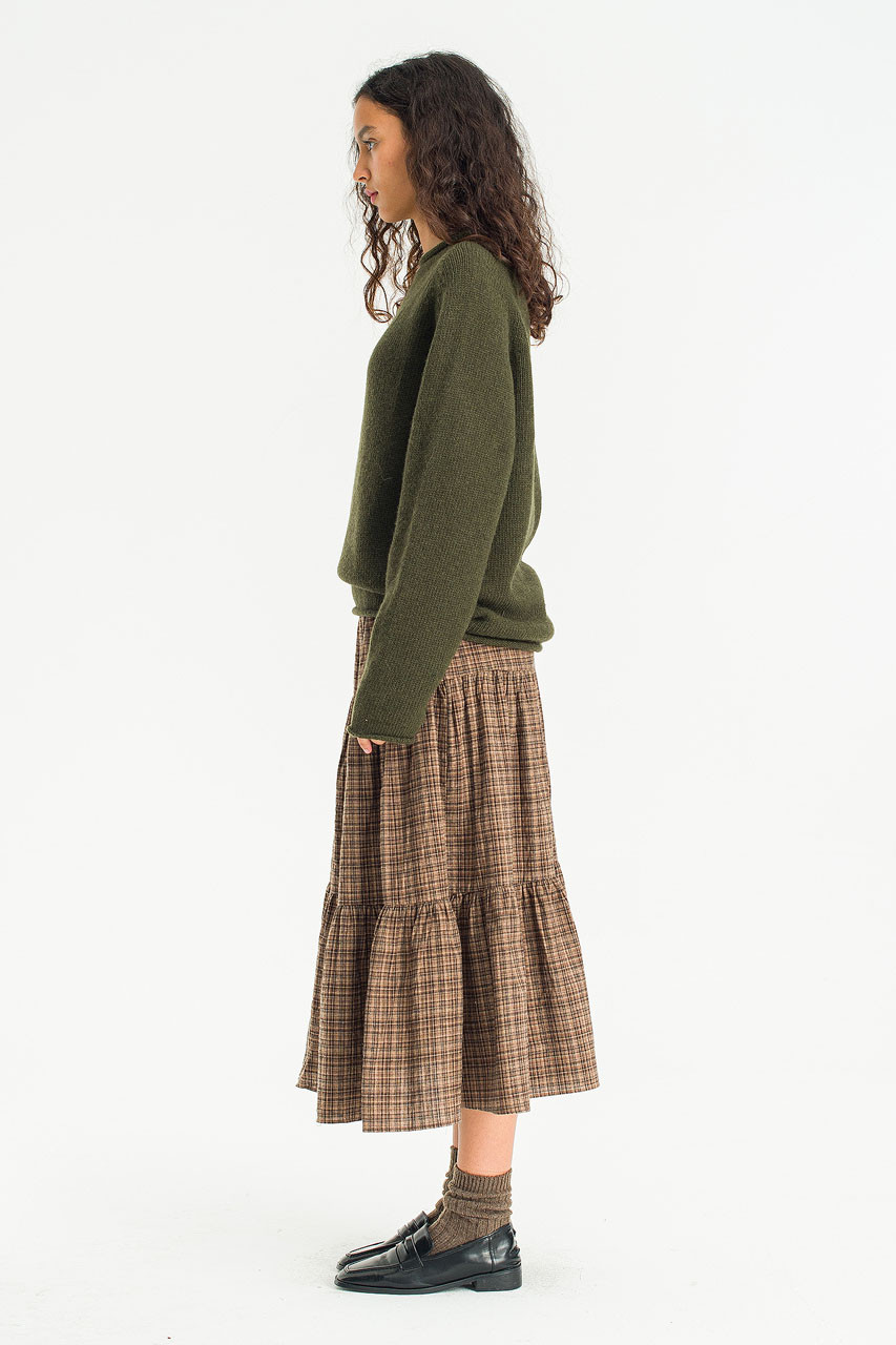 Boat Neck Wool Boxy Jumper, Khaki
