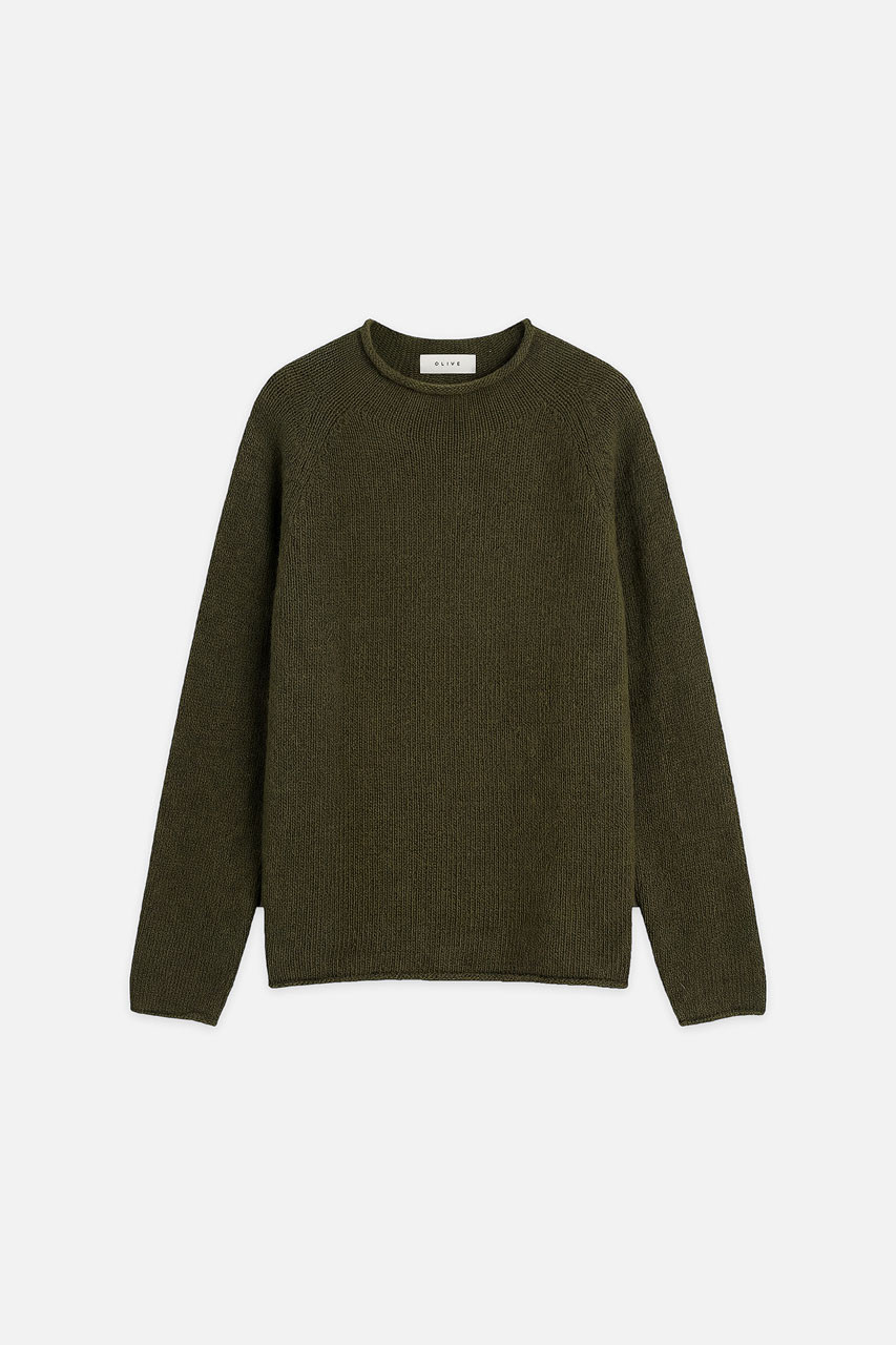Boat Neck Wool Boxy Jumper, Khaki