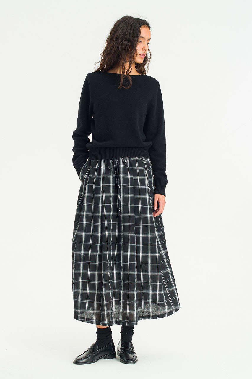 Tovia Check Skirt, Black