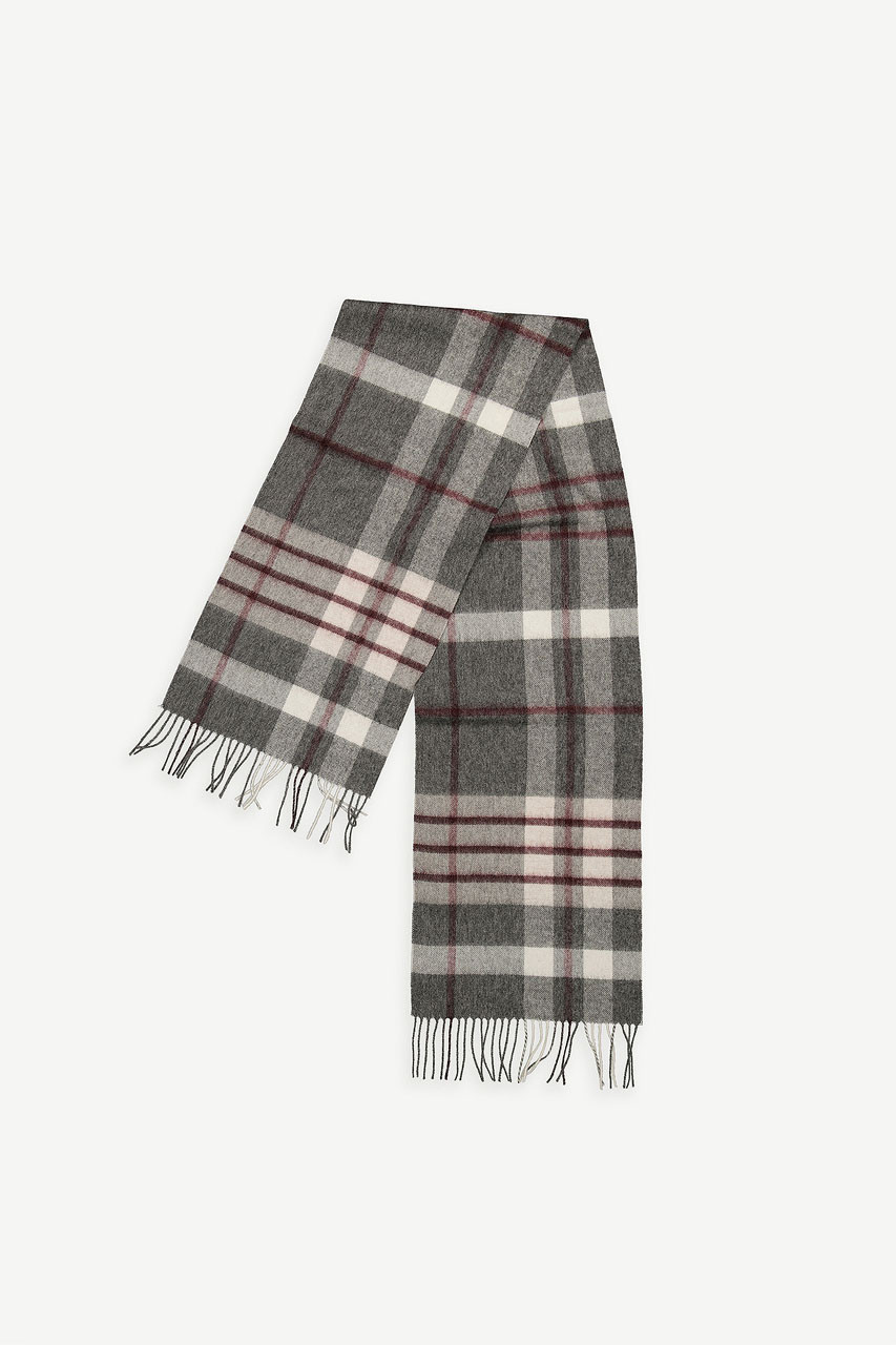 Menswear | Tartan-Style Scarf, Dark Grey