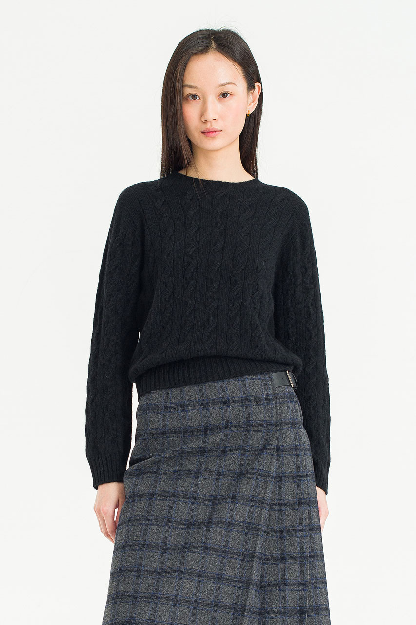 Silent Cable Knit, Black