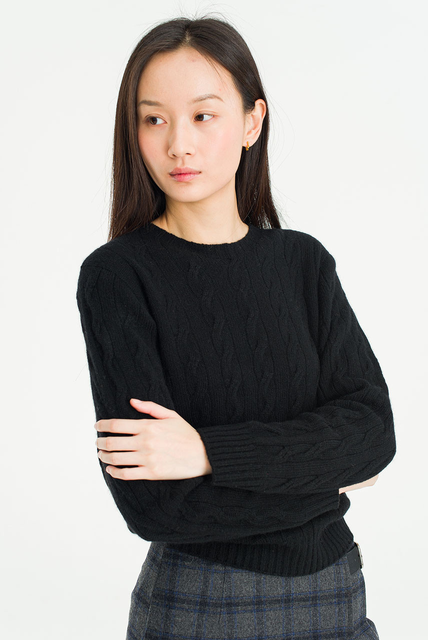 Silent Cable Knit, Black