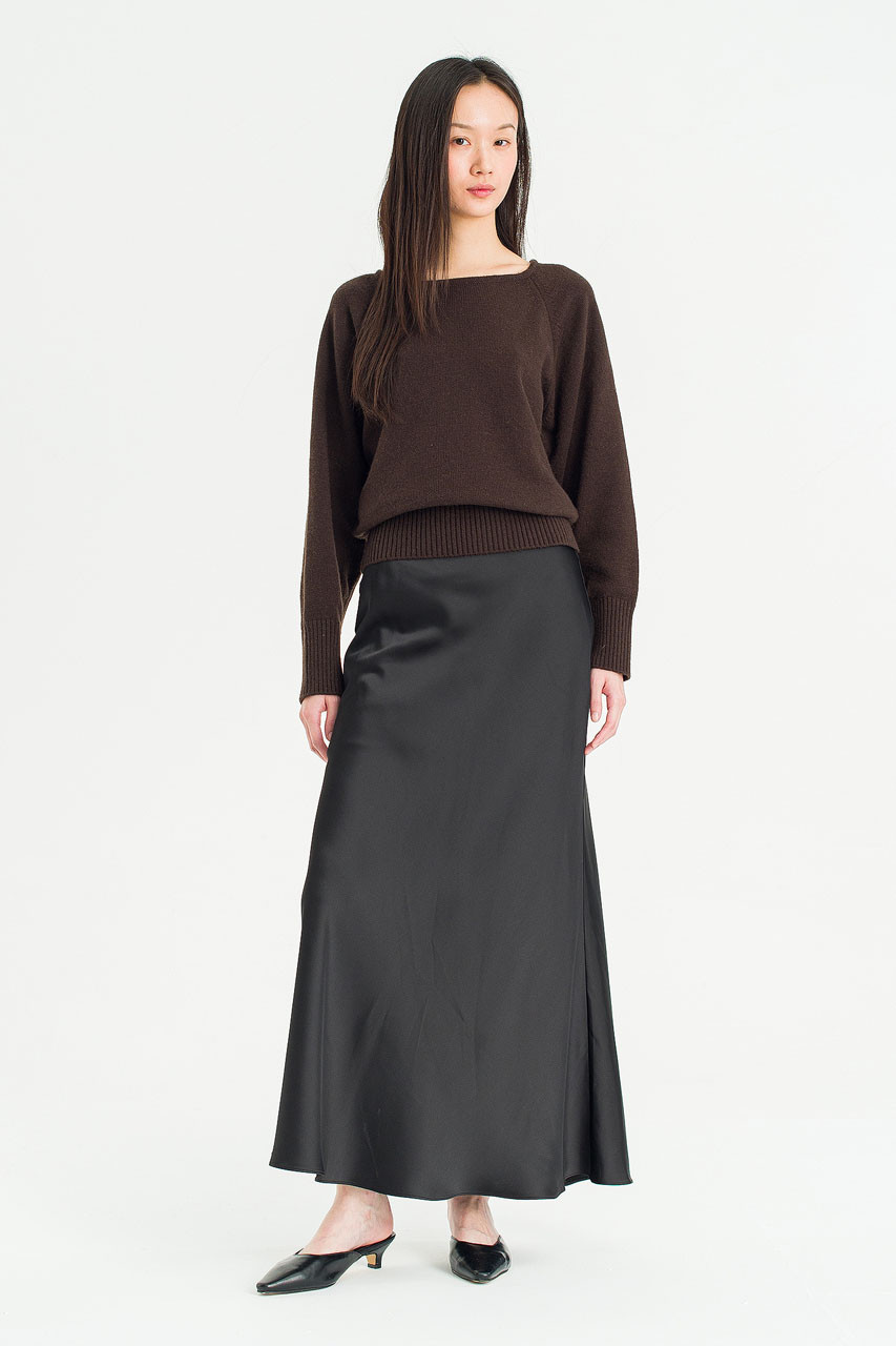 Whisper Drape Slip Skirt, Black