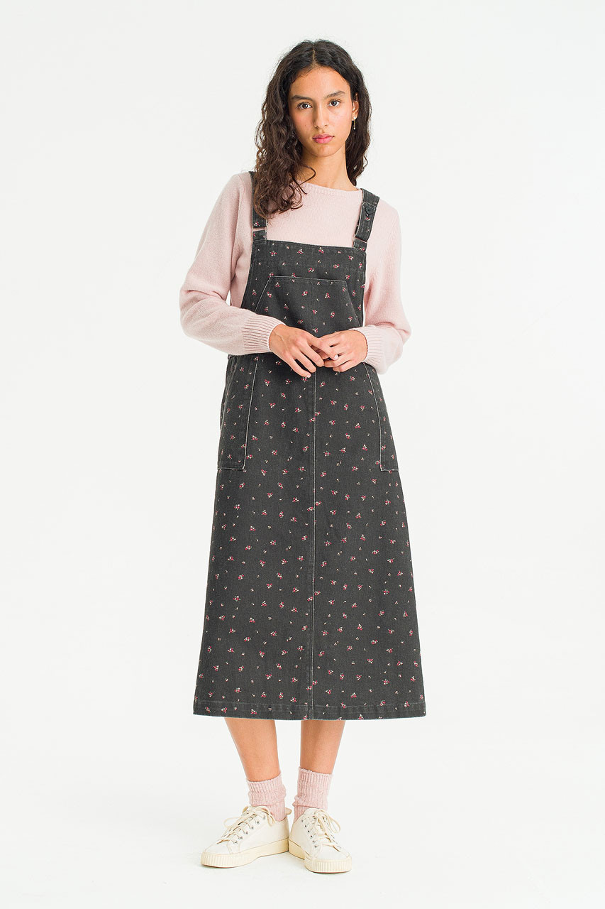 Lavine Denim Pinafore Dress, Charcoal