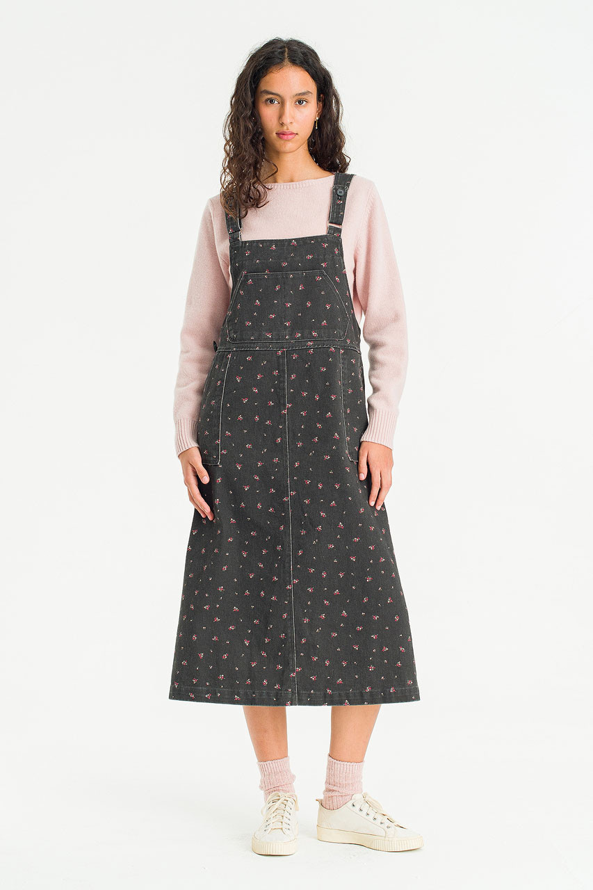 Lavine Denim Pinafore Dress, Charcoal