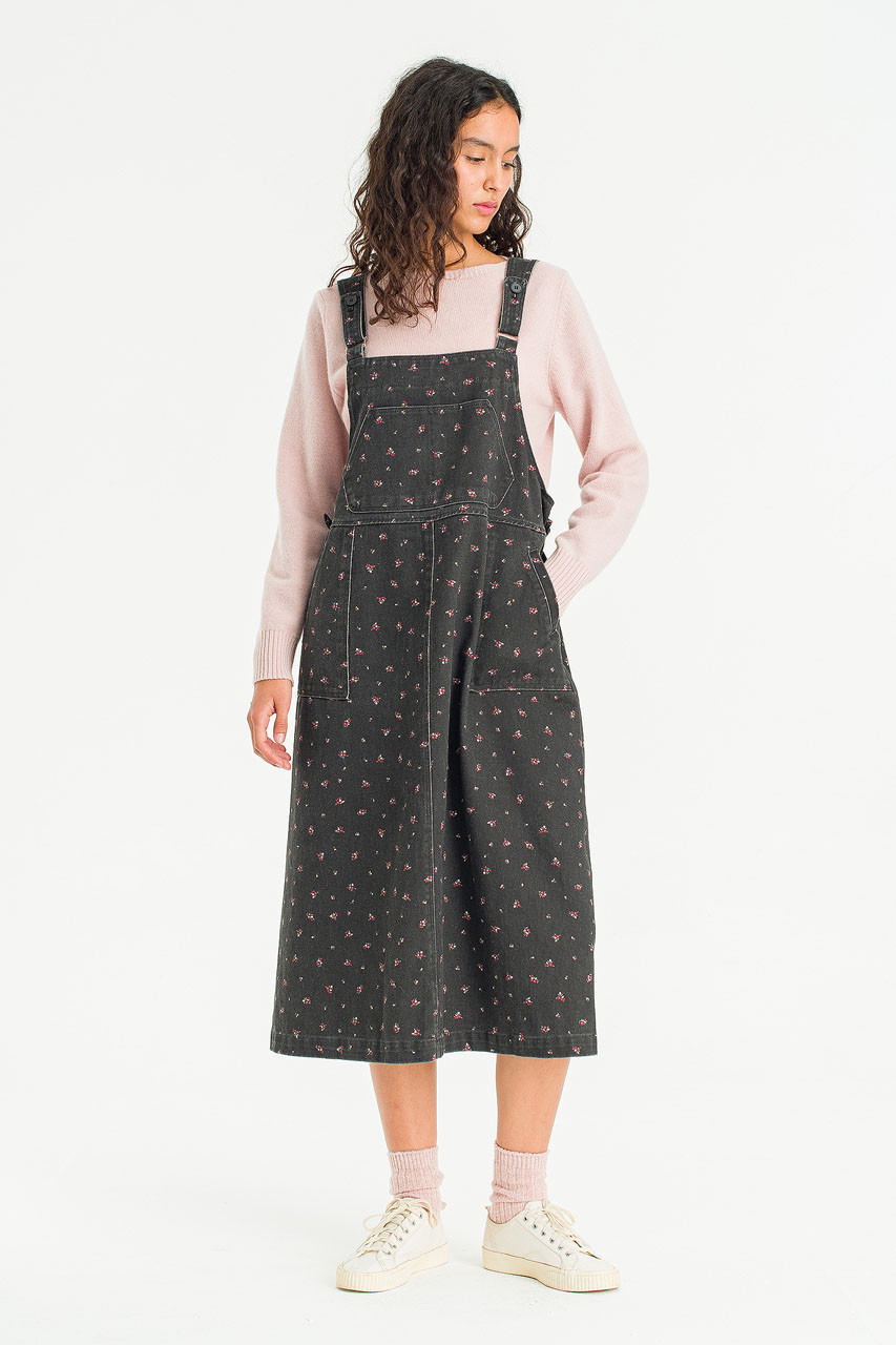Lavine Denim Pinafore Dress, Charcoal