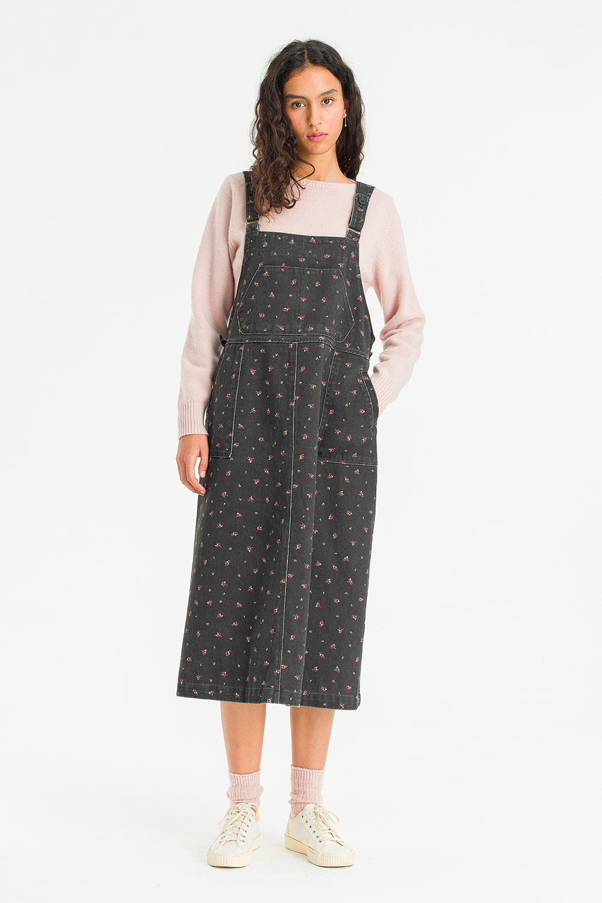 Lavine Denim Pinafore Dress, Charcoal