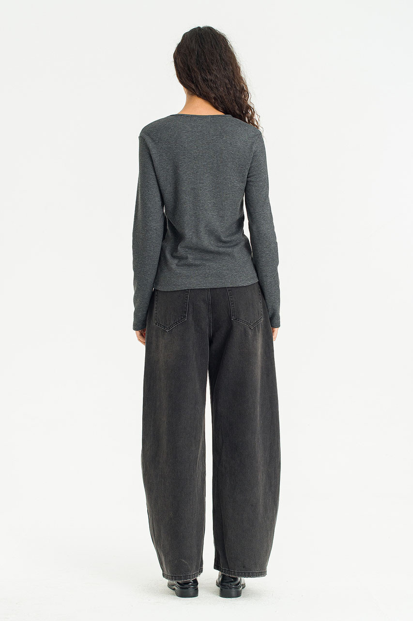 Mild Touch Round Neck Tee, Charcoal