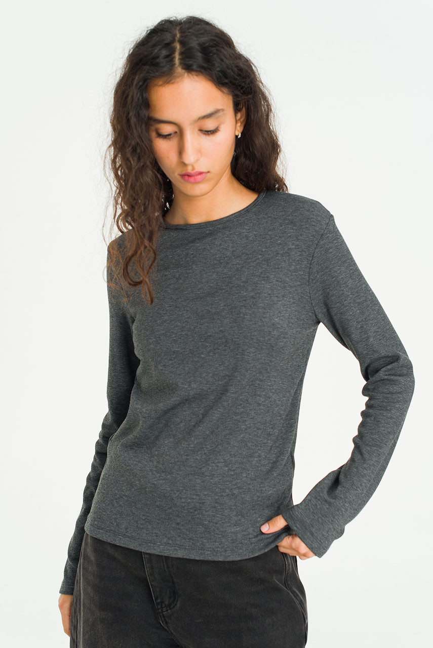 Mild Touch Round Neck Tee, Charcoal