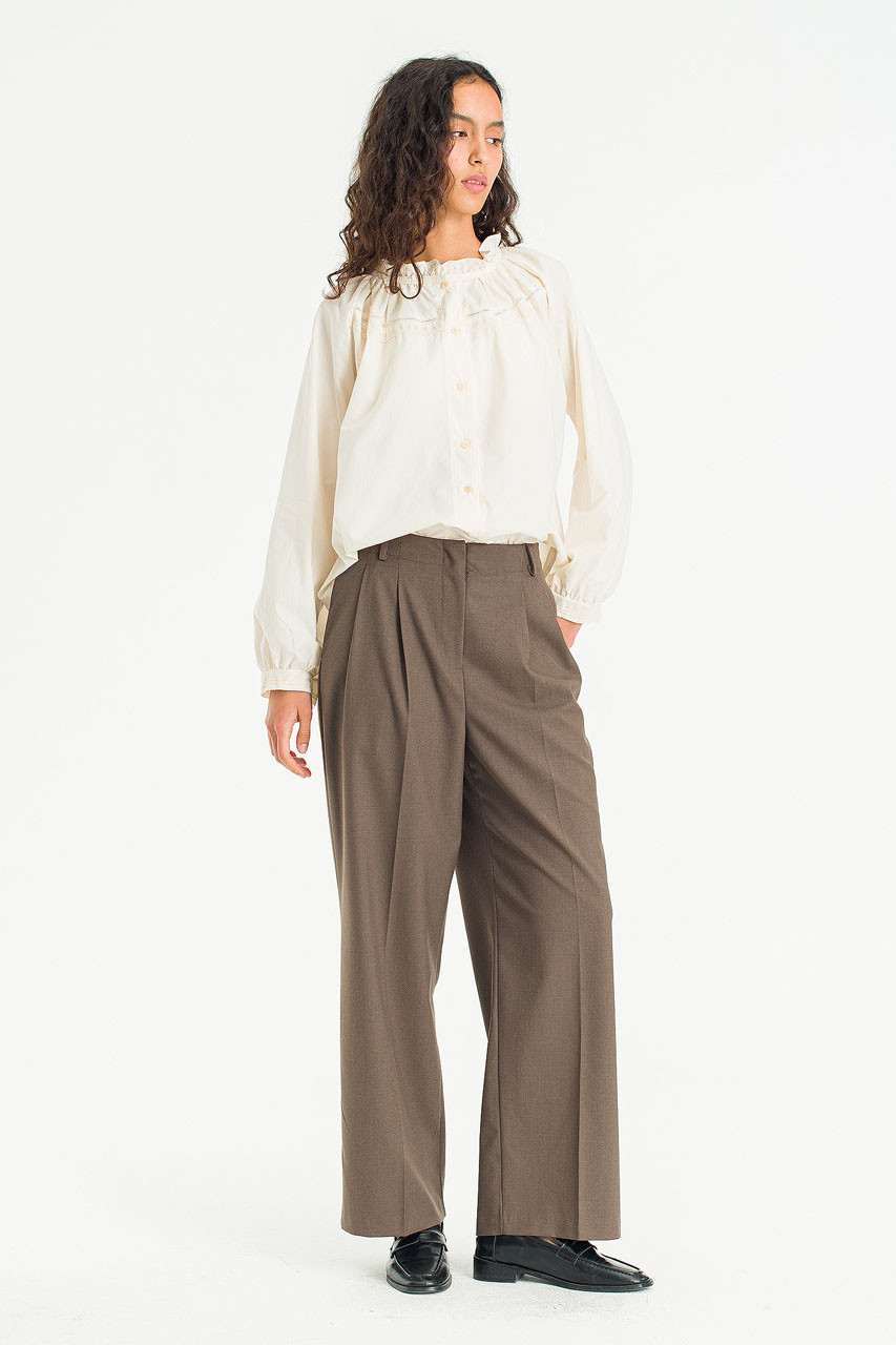 Drift Pin Tuck Trousers, Dark Brown