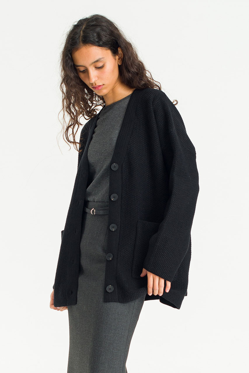 Lenn Over Size Knit Cardigan, Black