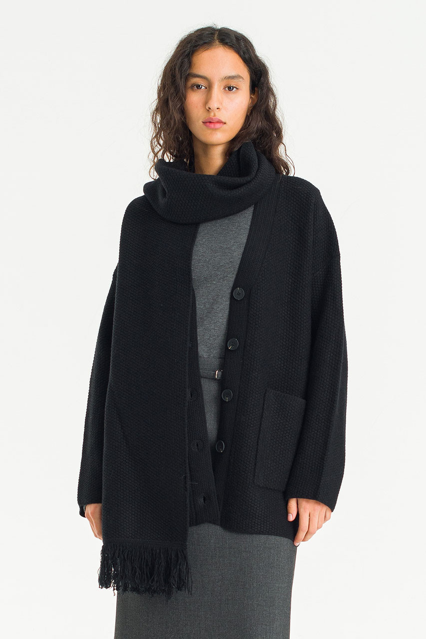 Lenn Over Size Knit Cardigan, Black