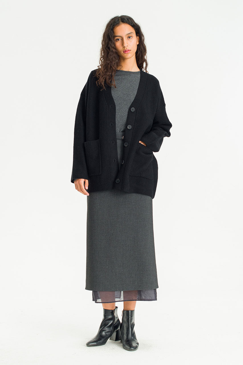 Lenn Over Size Knit Cardigan, Black